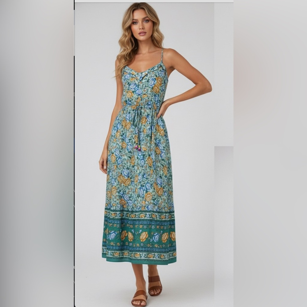 LAST ONE ๐ฅ Boho Floral Print Belted Cami Dress - Picture 4 of 7